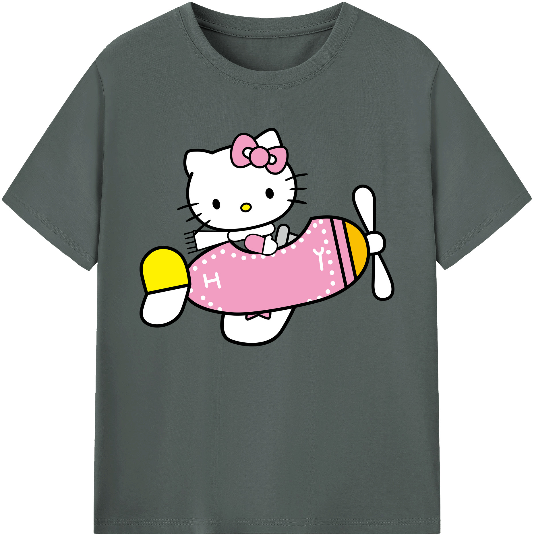 （画像用） Hello Kitty ハローキティ 綿100％ メンズ半袖Tシャツ｜肌触りやわらか＆通気性